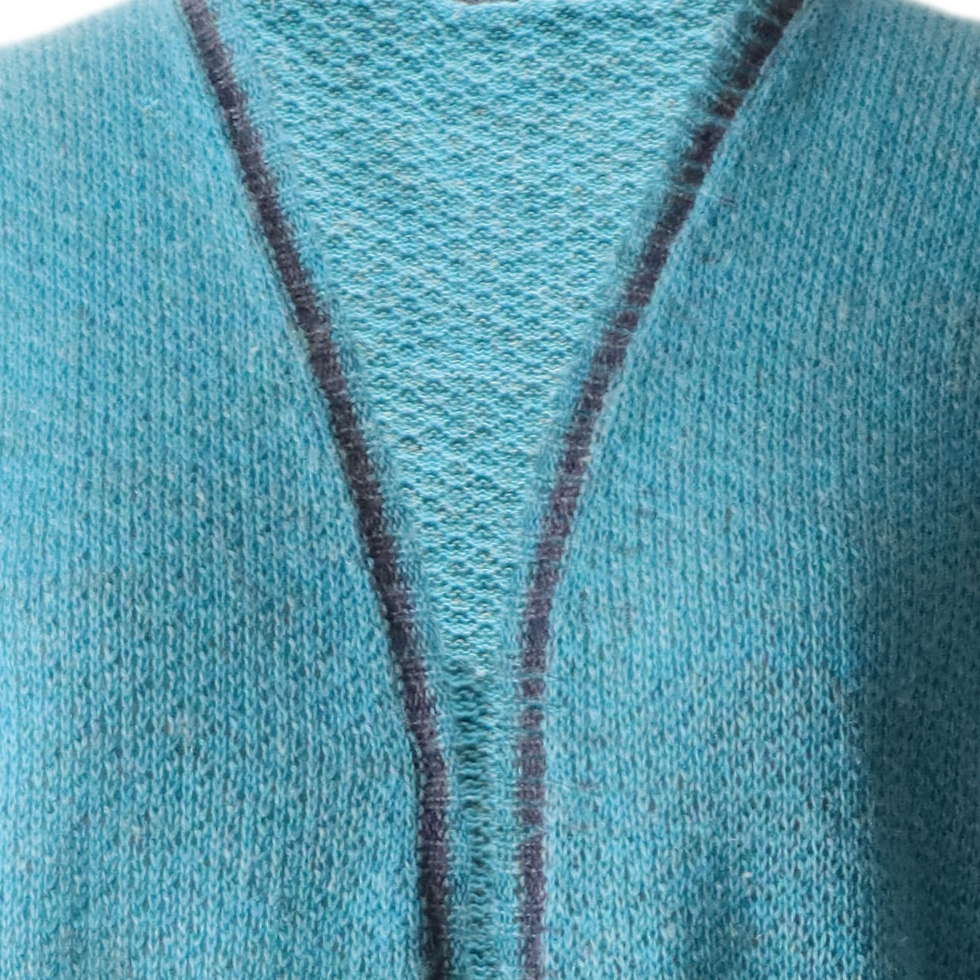 PFL knitwear Women's waist coat baby alpaca - linen blend in blue shades, sleeveless cardigan. PFL knitwear Women's waist coat baby alpaca - linen blend in blue shades, sleeveless cardigan.