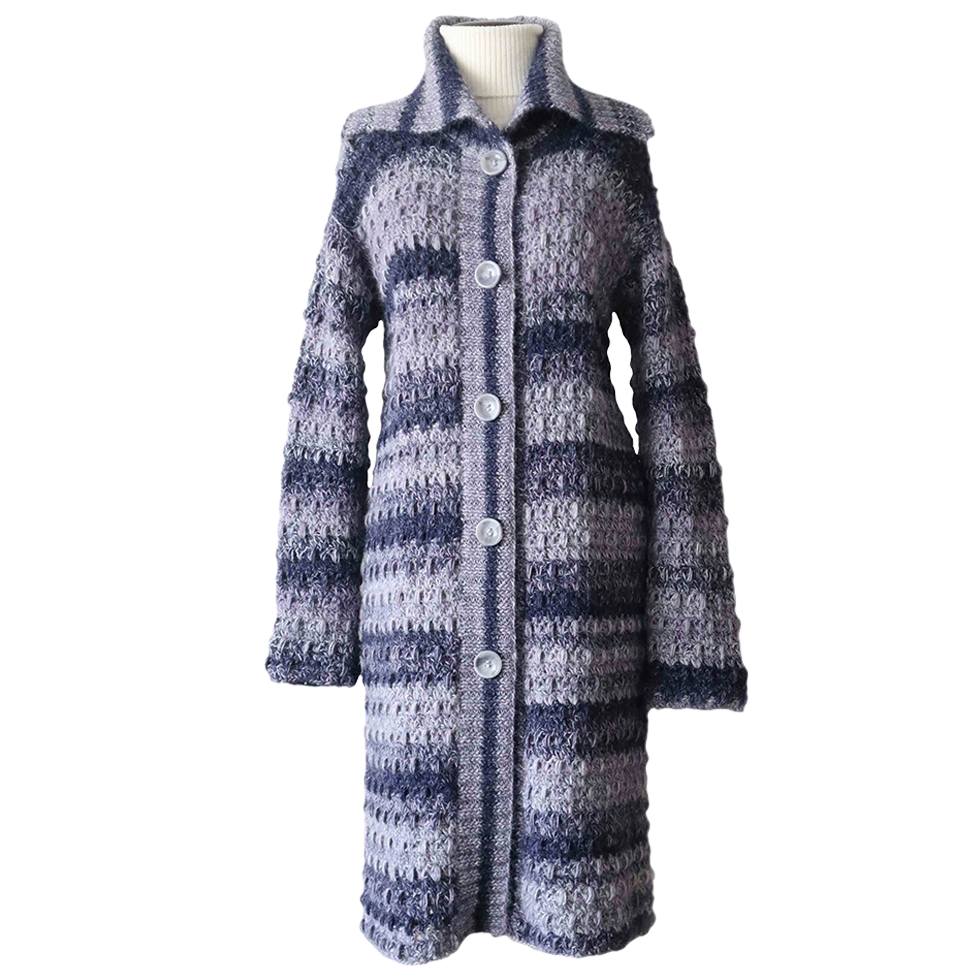 PFL knitwear Women's cardigan chunky knitted, high collar cardigan, button closure. PFL knitwear Women's cardigan chunky knitted, high collar cardigan, button closure.