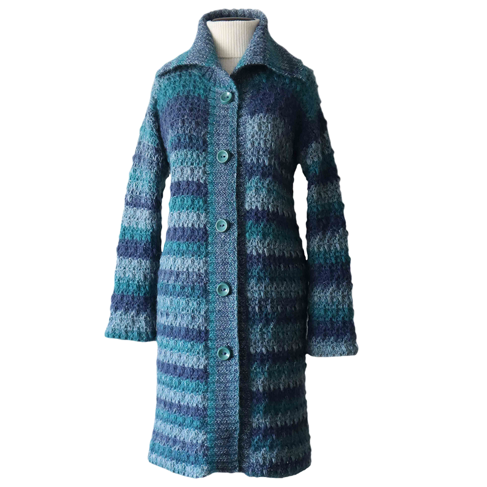 PFL knitwear Women's cardigan chunky knitted, high collar cardigan, button closure. PFL knitwear Women's cardigan chunky knitted, high collar cardigan, button closure.