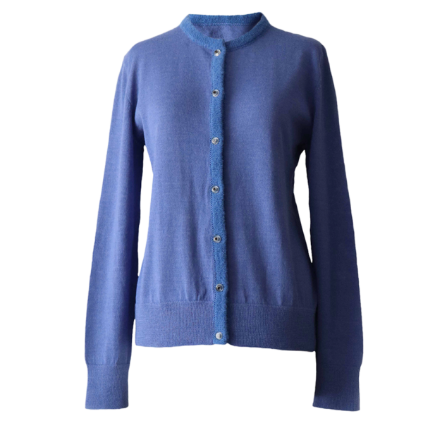 PFL knitwear Cardigan baby alpaca, vest baby alpaca with button closure and crew neck color blue