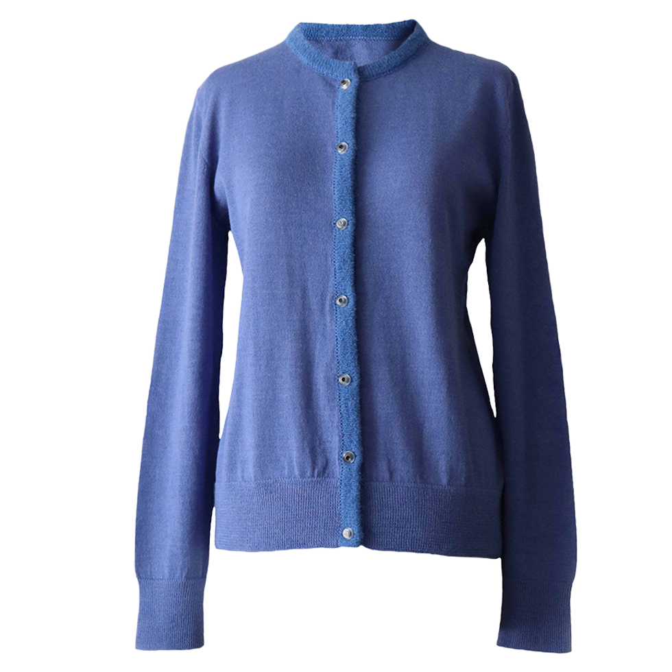 PFL knitwear Cardigan baby alpaca, vest baby alpaca with button closure and crew neck color blue PFL knitwear Cardigan baby alpaca, vest baby alpaca with button closure and crew neck color blue