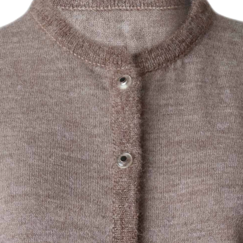 PFL knitwear Cardigan baby alpaca, vest baby alpaca with button closure and crew neck color taupe PFL knitwear Cardigan baby alpaca, vest baby alpaca with button closure and crew neck color taupe