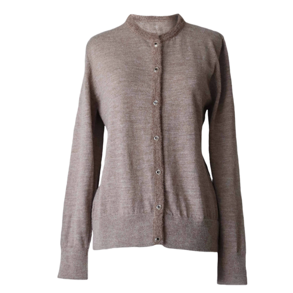 PFL knitwear Cardigan baby alpaca, vest baby alpaca with button closure and crew neck color taupe