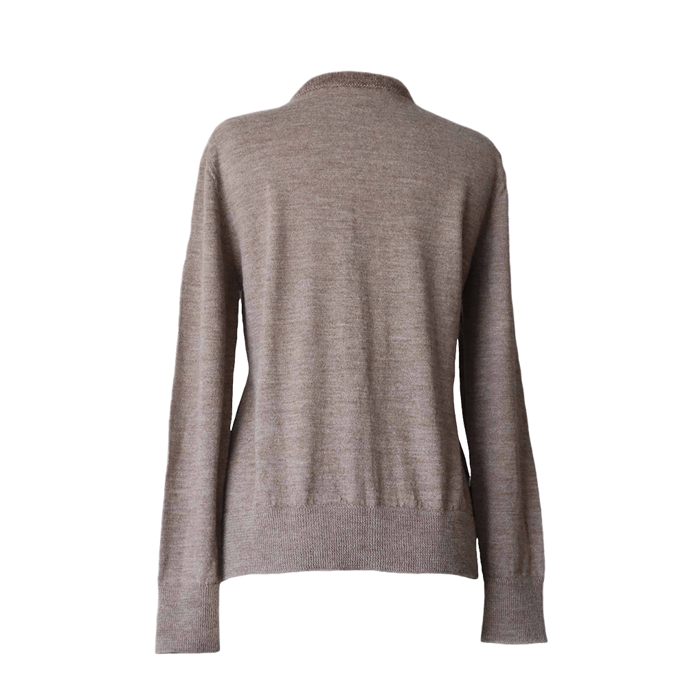 Cardigan baby alpaca, vest with button closure and crew neck color taupe. made in Peru by PFL knitwear
