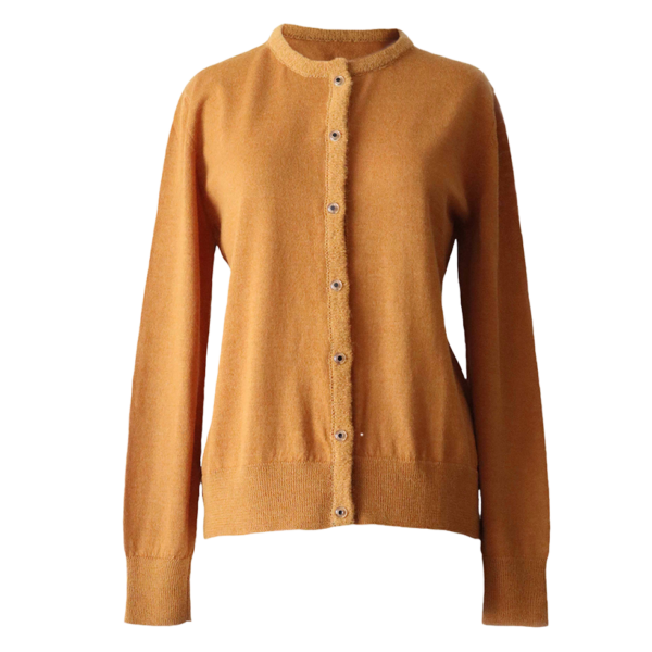 PFL knitwear Cardigan baby alpaca, vest baby alpaca with button closure and crew neck color ginger orange.