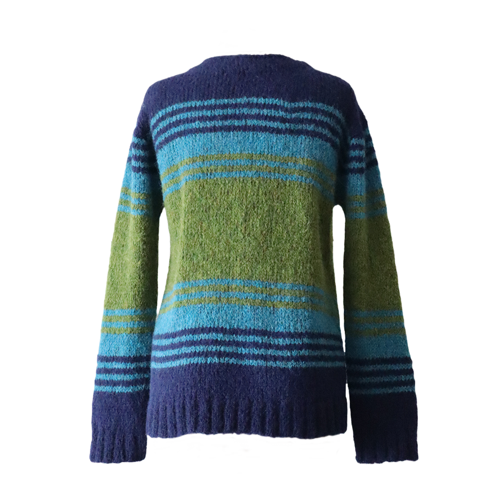 PFL knitwear Women's cardigan soft brushed alpaca texture, stripe design. PFL knitwear Women's cardigan soft brushed alpaca texture, stripe design.