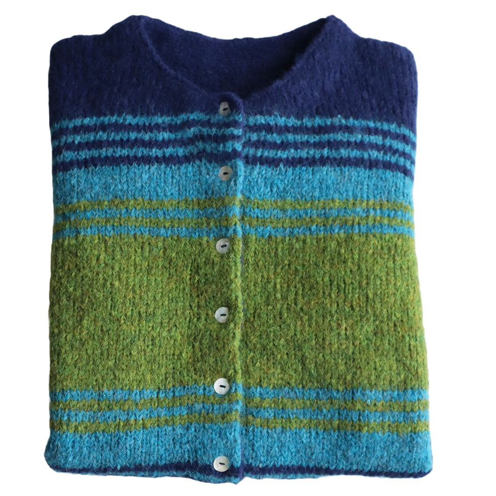 PFL knitwear Women's cardigan soft brushed alpaca texture, stripe design. PFL knitwear Women's cardigan soft brushed alpaca texture, stripe design.