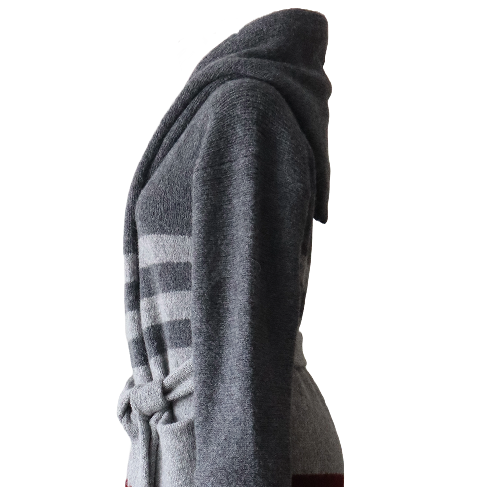 PFL Knitwear Capote Coat alpaca, felted 3 color striped, 44inch / 110 cm PFL Knitwear Capote Coat alpaca, felted 3 color striped, 44inch / 110 cm