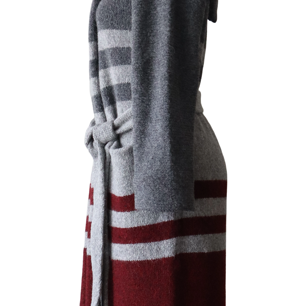 PFL Knitwear Capote Coat alpaca, felted 3 color striped, 44inch / 110 cm PFL Knitwear Capote Coat alpaca, felted 3 color striped, 44inch / 110 cm