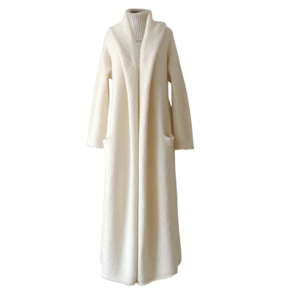 PFL knitwear Capote Coat alpaca, felted, alpaca blend, color creme white