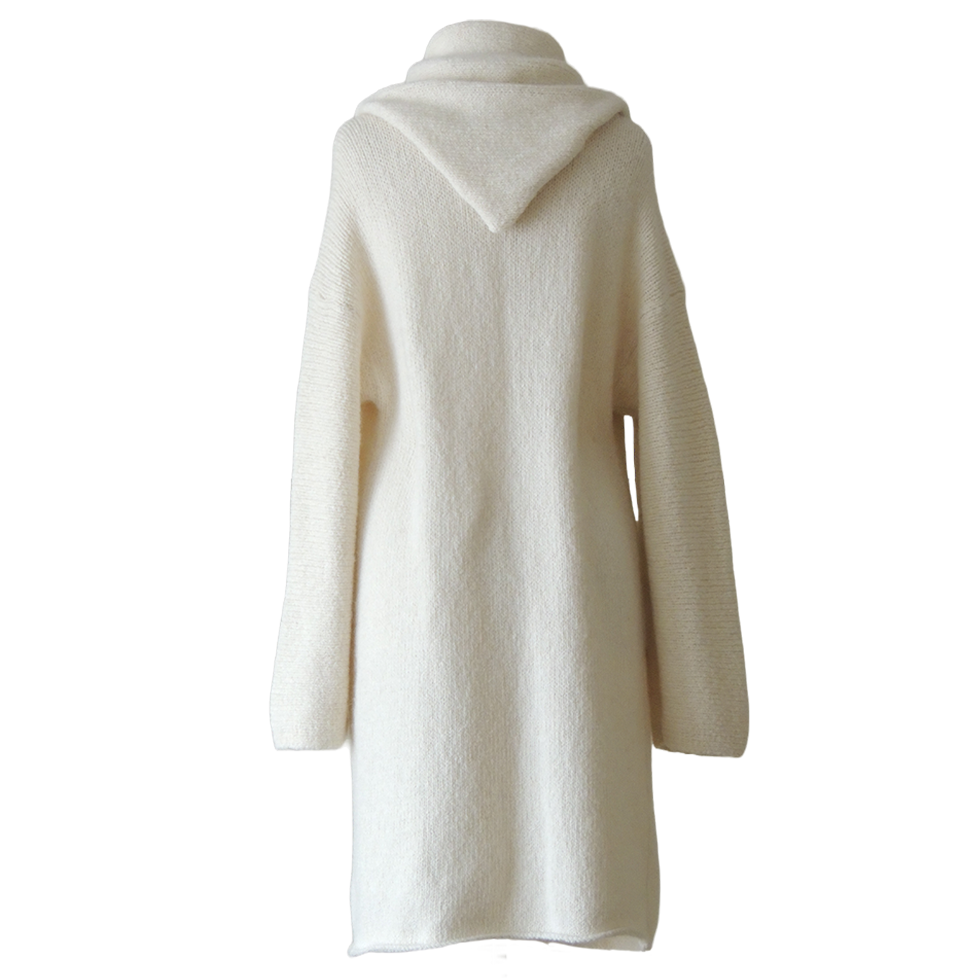 PFL knitwear Capote Coat alpaca, felted, alpaca blend, color creme white