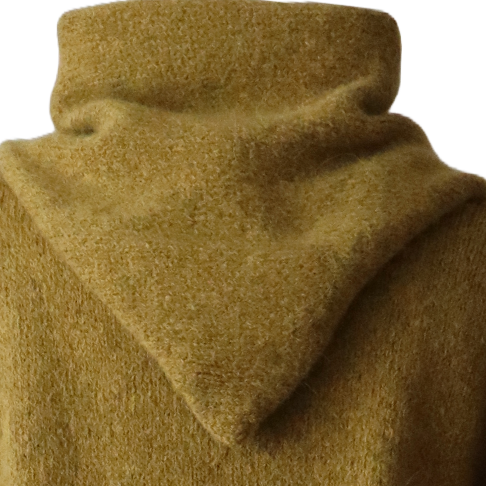 PFL knitwear Capote Coat alpaca, felted yellow green mélange, alpaca blend. PFL knitwear Capote Coat alpaca, felted yellow green mélange, alpaca blend.