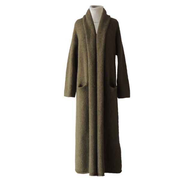 PFL knitwear Capote Coat alpaca, felted, alpaca blend, military green