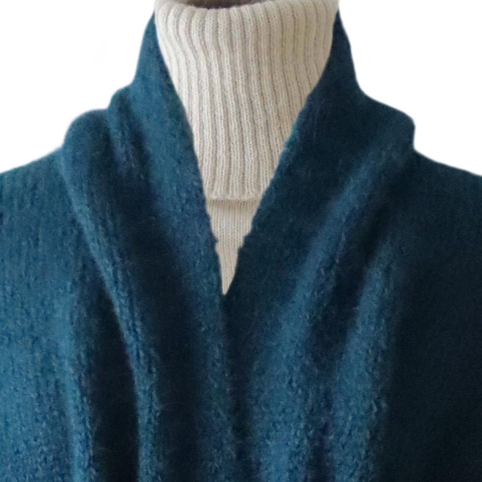 PFL knitwear Capote Coat alpaca, felted, alpaca blend, blue