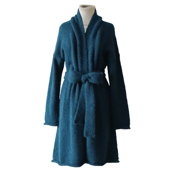 PFL knitwear Capote Coat alpaca, felted, alpaca blend, blue