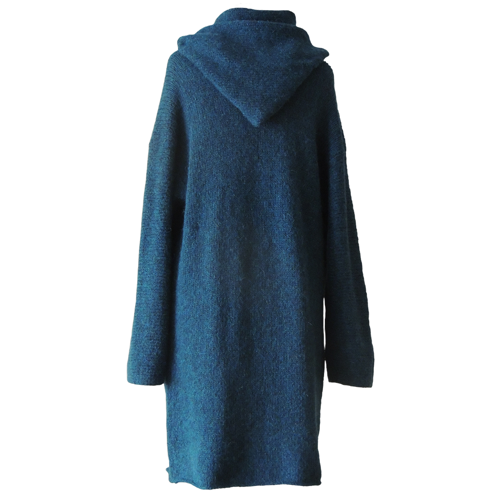 PFL knitwear Capote Coat alpaca, felted, alpaca blend, blue