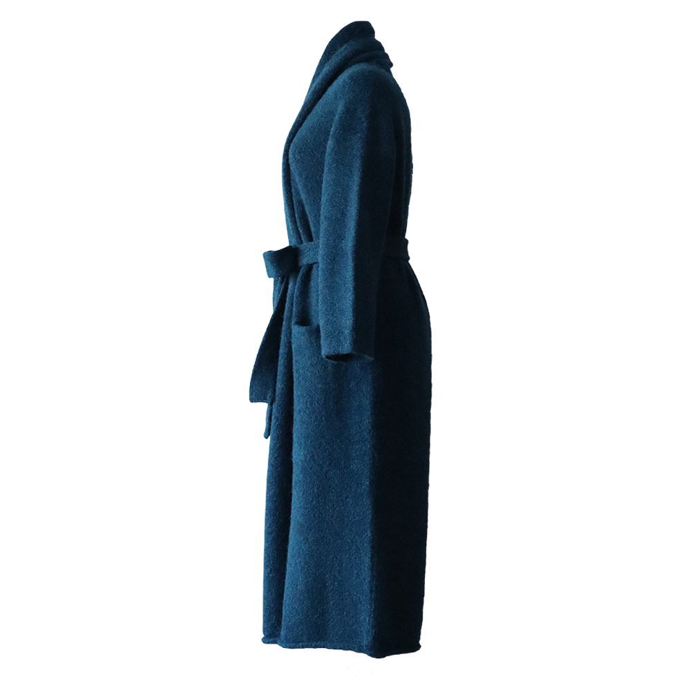PFL knitwear Capote Coat alpaca, felted, alpaca blend, blue