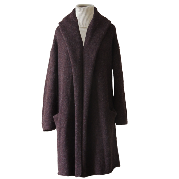 PFL knitwear Capote Coat alpaca, felted, alpaca blend, grapes