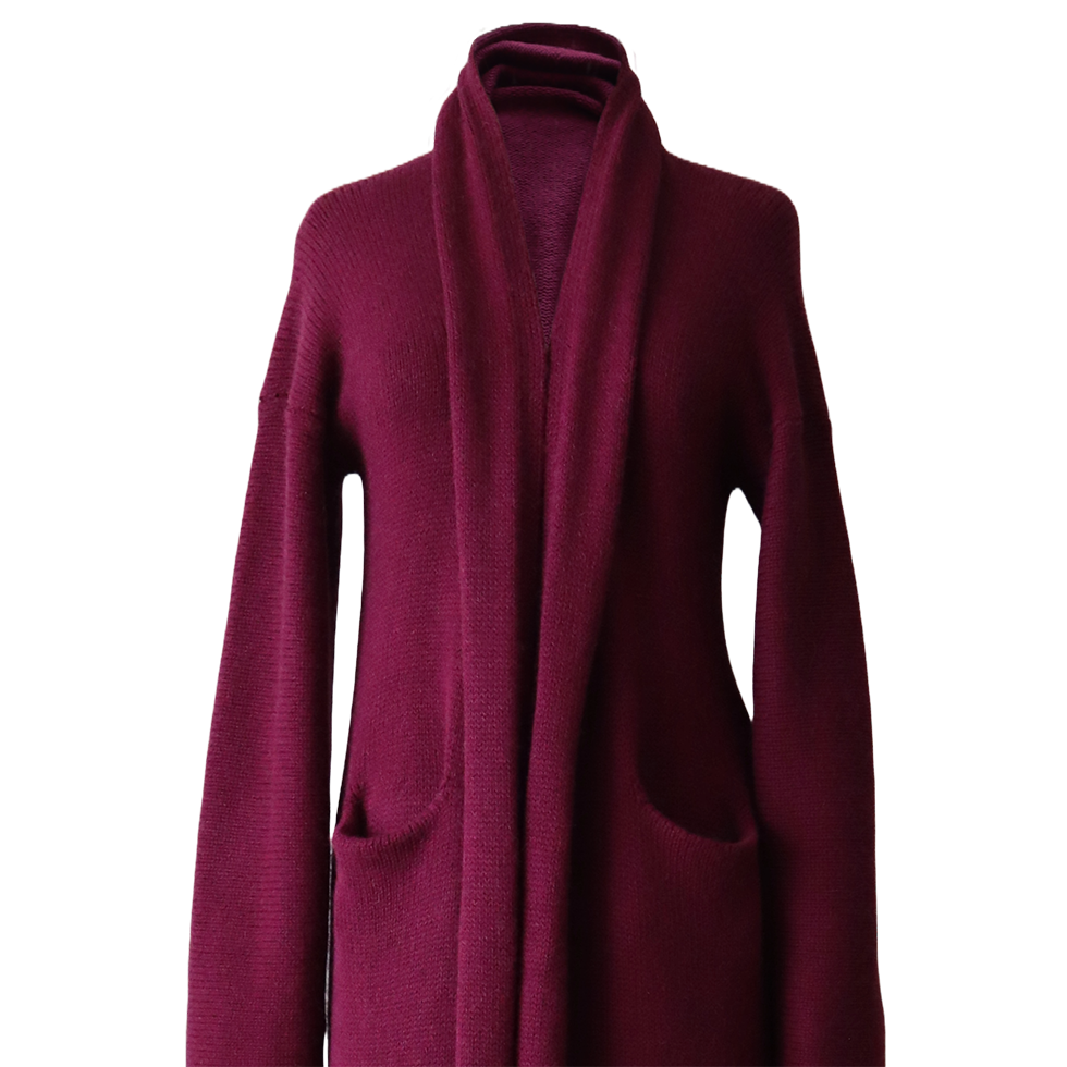 PFLknitwear.com Capote Coat / Cardi-Coat | Royal Alpaca | Hooded / Non-Hooded Open Sweater Coat with Shawl collar and Belt | plum PFLknitwear.com Capote Coat / Cardi-Coat | Royal Alpaca | Hooded / Non-Hooded Open Sweater Coat with Shawl collar and Belt | plum