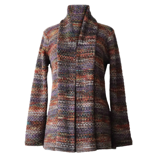PFL knitwear Women's cardigan alpaca, with shawl collar and honeycomb pattern.