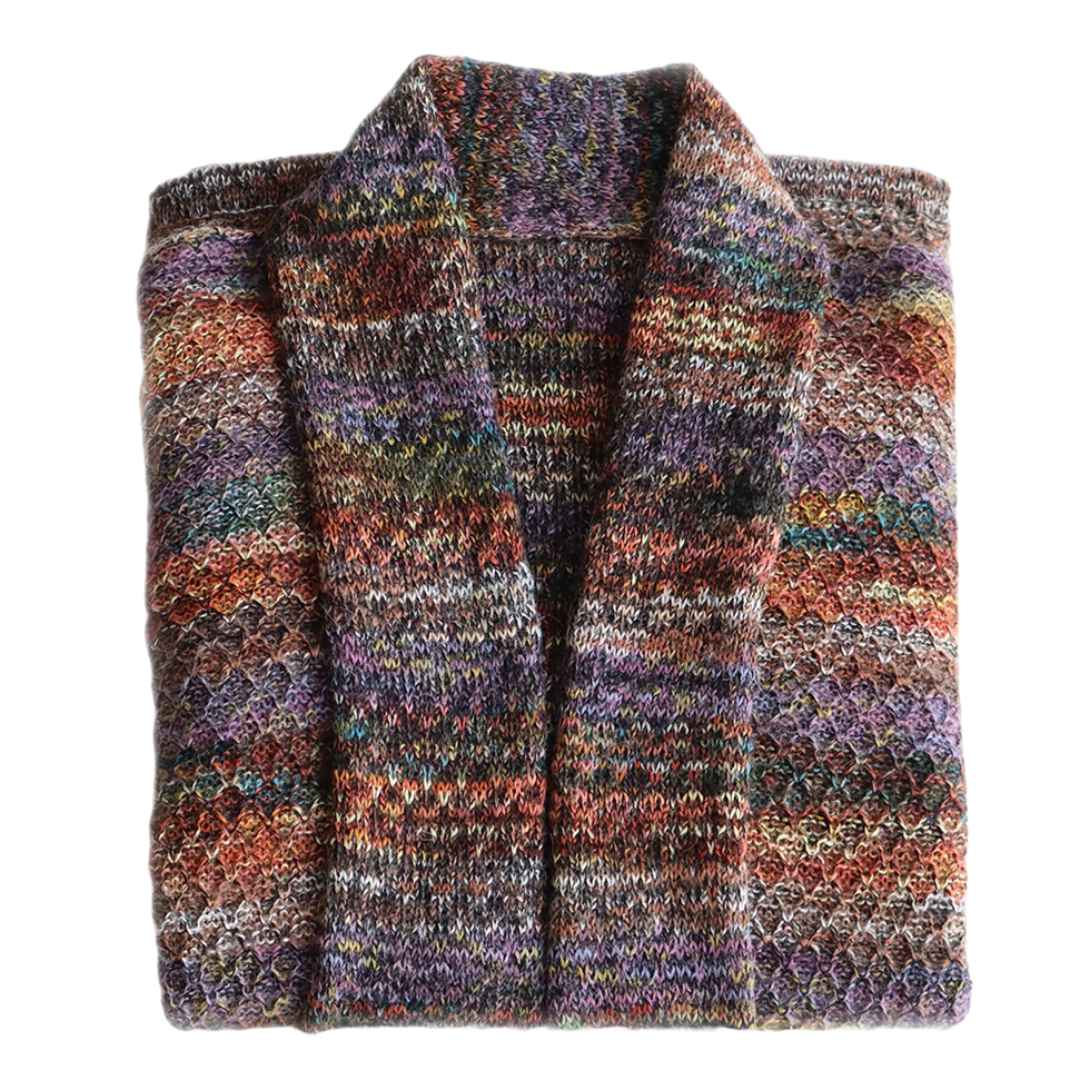 PFL knitwear Women's cardigan alpaca, with shawl collar and honeycomb pattern. PFL knitwear Women's cardigan alpaca, with shawl collar and honeycomb pattern.