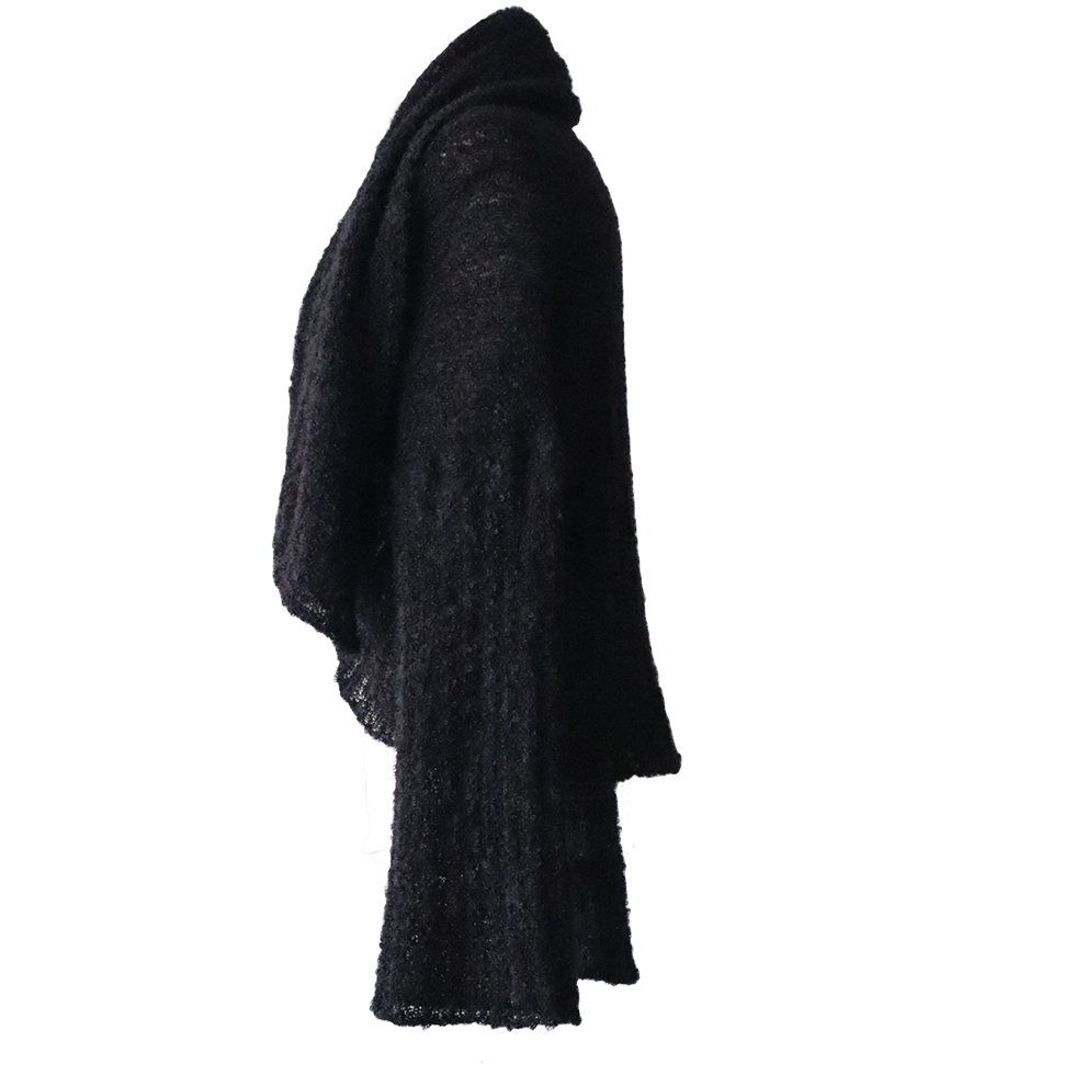 PFL knitwear Women's, 2 in 1 cardigan, soft bouclé version wear it short or long, black PFL knitwear Women's, 2 in 1 cardigan, soft bouclé version wear it short or long, black