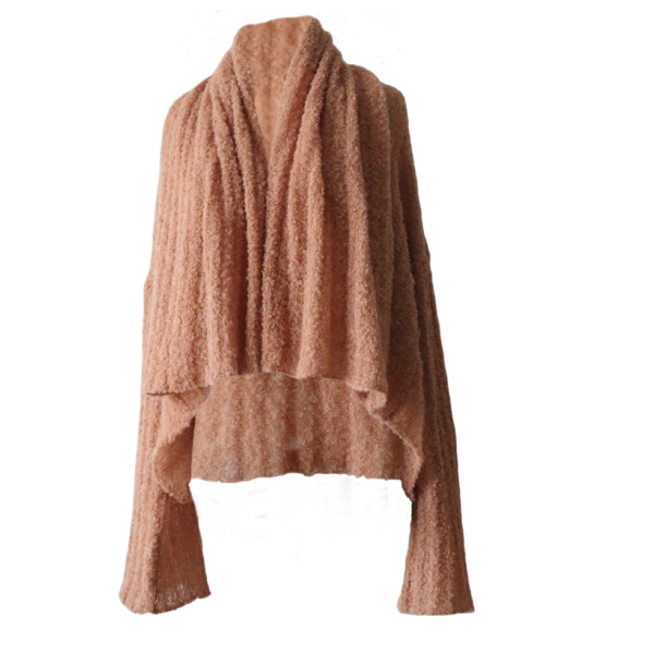 PFL knitwear Women's, 2 in 1 cardigan, soft bouclé version wear it short or long.