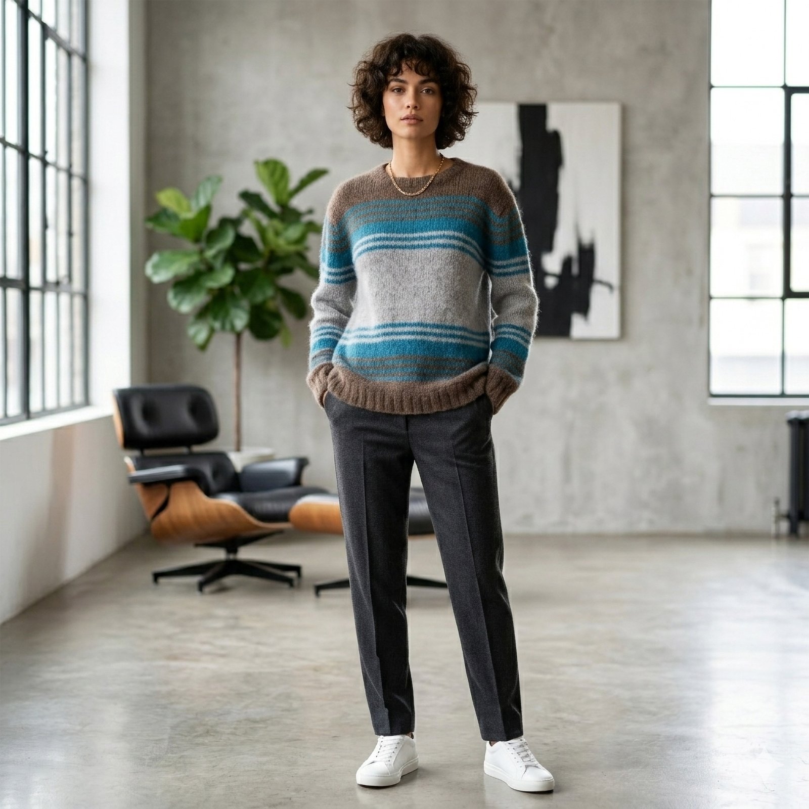 Women's alpaca pullover / sweater, soft brushed texture alpaca blend, crew neck. Made in Peru by PFL knitwear