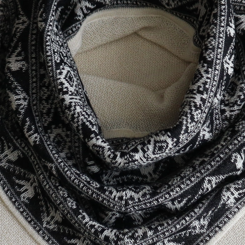 pflknitwear.com Poncho baby alpaca 100% with big cowl collar creme / black pflknitwear.com Poncho baby alpaca 100% with big cowl collar creme / black