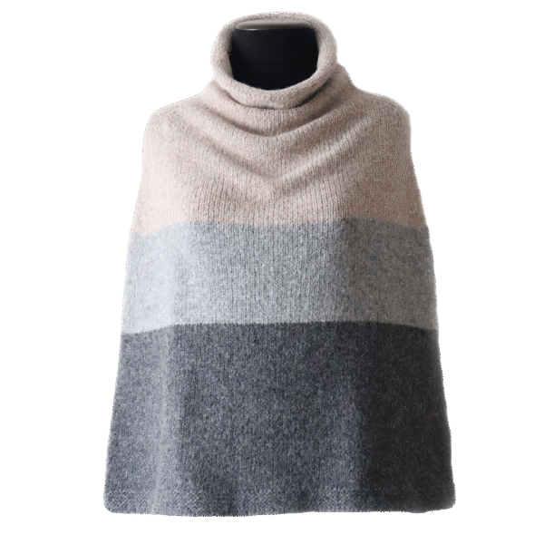 pflknitwear.com Poncho / collar scarf felted alpaca blend solid, 2 or 3 color version.