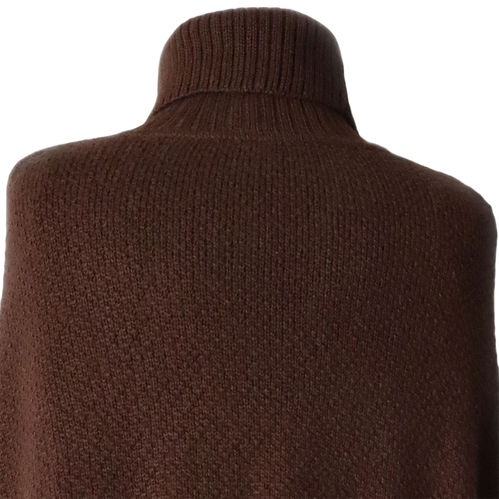 pflknitwear.com Poncho with armholes and ethnic pattern, roll neck pflknitwear.com Poncho with armholes and ethnic pattern, roll neck
