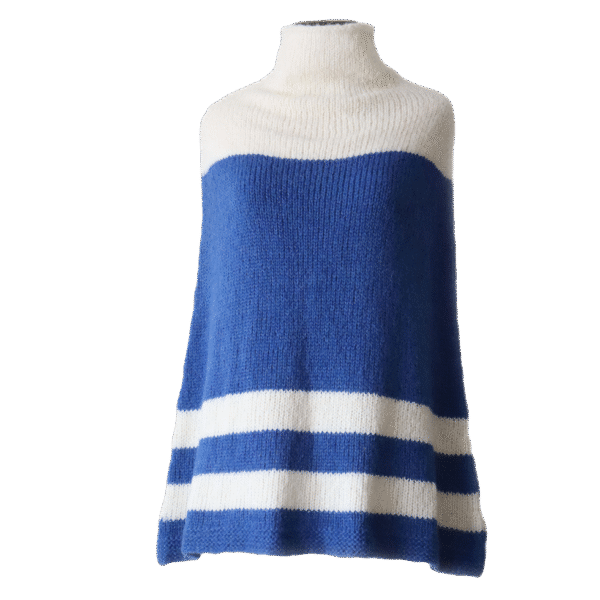 pflknitwear.com Poncho / collar scarf brushed alpaca blend 2 color striped