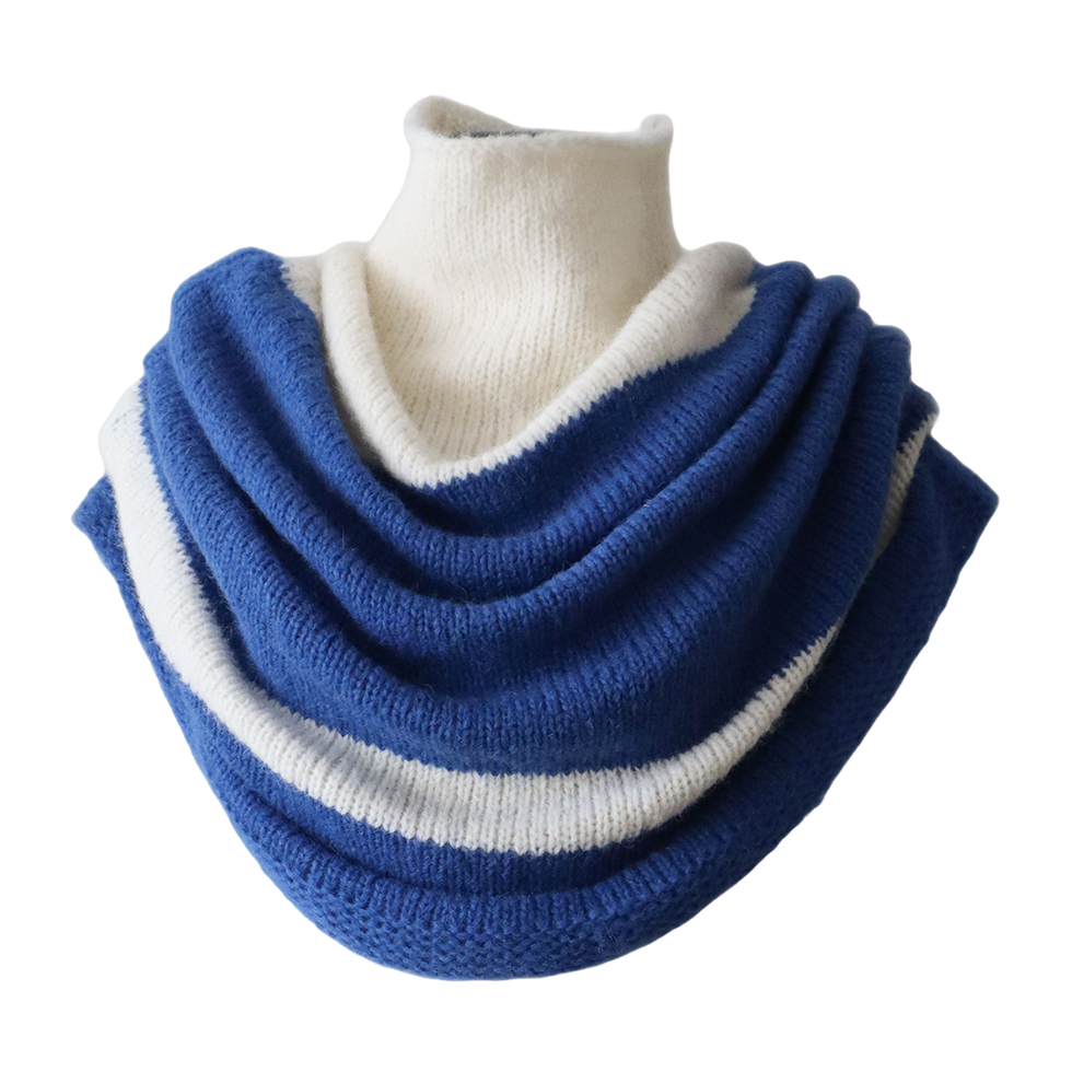 pflknitwear.com Poncho / collar scarf brushed alpaca blend 2 color striped pflknitwear.com Poncho / collar scarf brushed alpaca blend 2 color striped