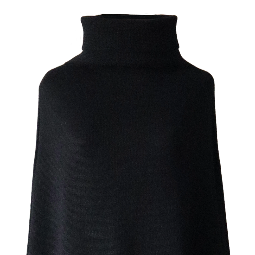 pflknitwear.com Poncho with sleeves and turtle neck, 100% baby alpaca color black pflknitwear.com Poncho with sleeves and turtle neck, 100% baby alpaca color black