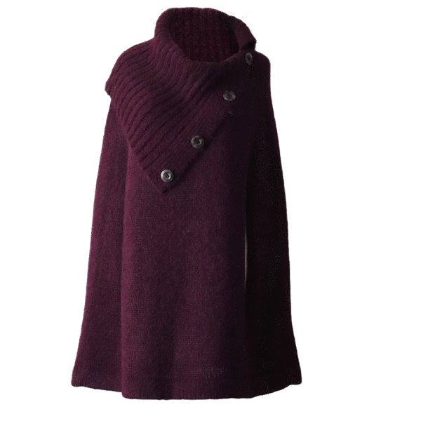 pflknitwear.com Poncho / Cape with rib knitted cowl collar and arm holes.