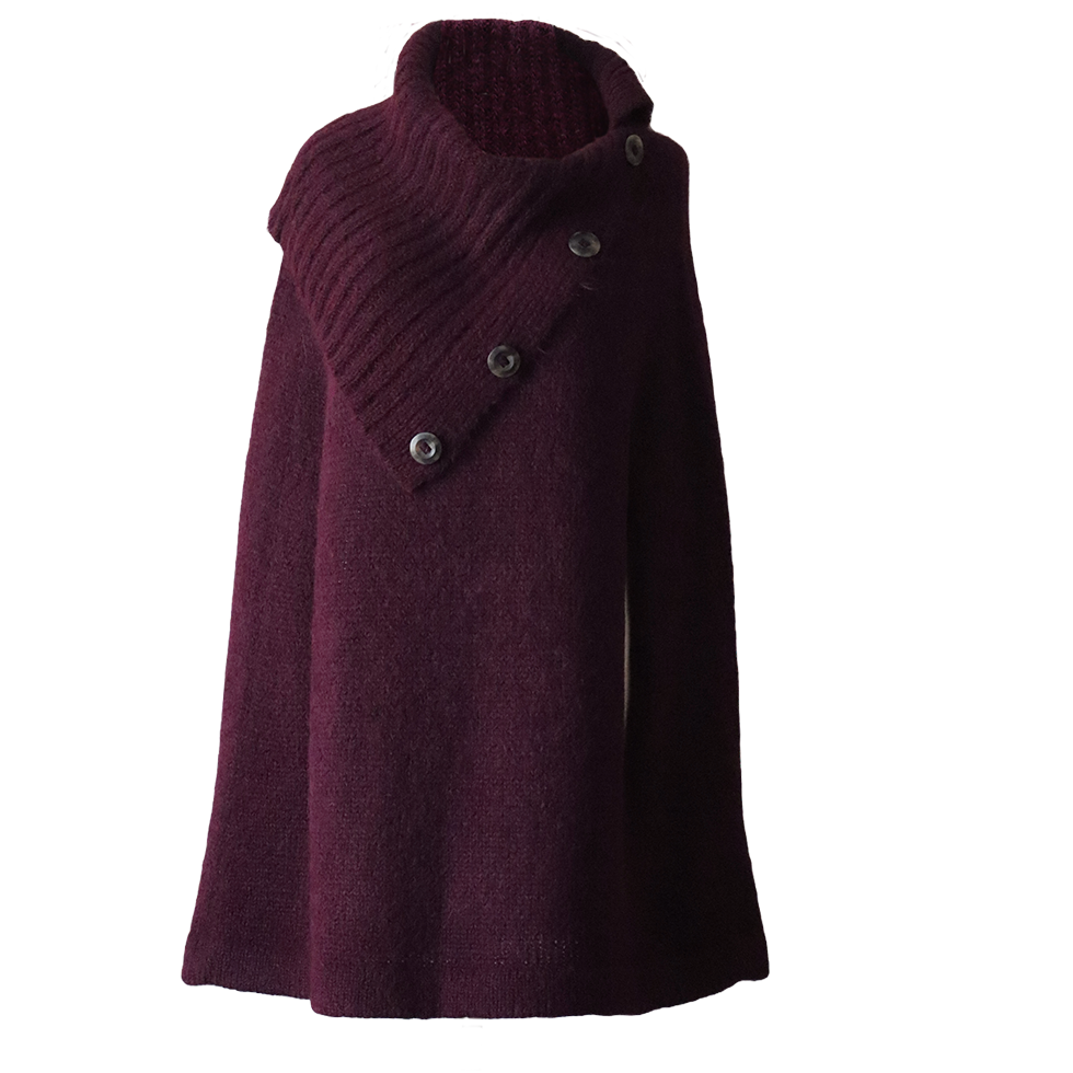 pflknitwear.com Poncho / Cape with rib knitted cowl collar and arm holes. pflknitwear.com Poncho / Cape with rib knitted cowl collar and arm holes.