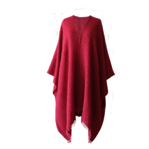 pflknitwear.com Wrap / Ruana classic woven model, alpaca blend brushed with fringes.