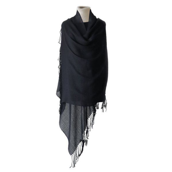 pflknitwear.com Women's Shawl ROYAL ALPACA 100%, fine hand woven stole, solid color black.