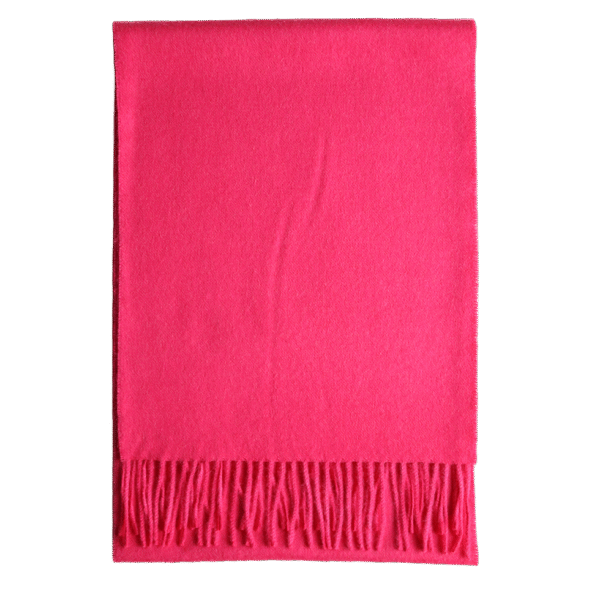 pflknitwear.com Unisex royal alpaca scarf, solid color fuchsia with fringes.