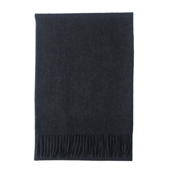 pflknitwear.com Unisex royal alpaca scarf, solid color gray charcoal with fringes. luxury and soft Royal alpaca scarf with brushed finish, perfect gift for men and women.
