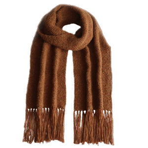 pflknitwear.com Women scarf alpaca blend, hand knitted with fringes, color Tan.