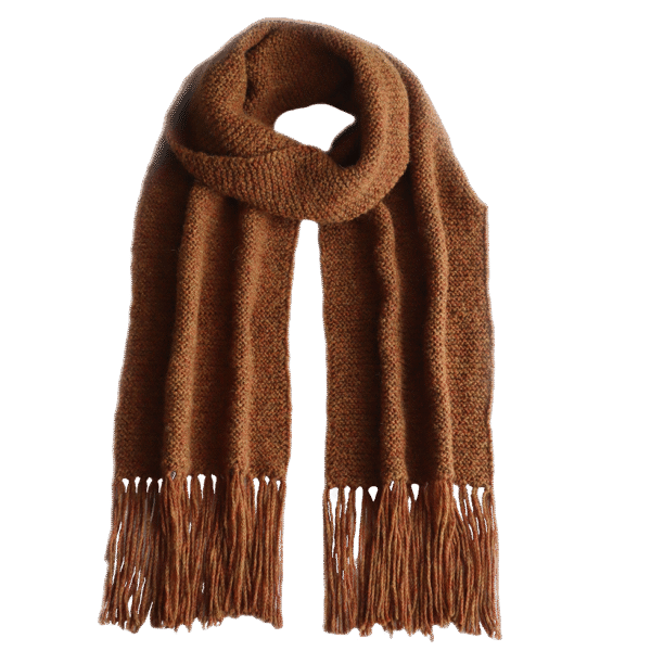 pflknitwear.com Women scarf alpaca blend, hand knitted with fringes, color Tan.