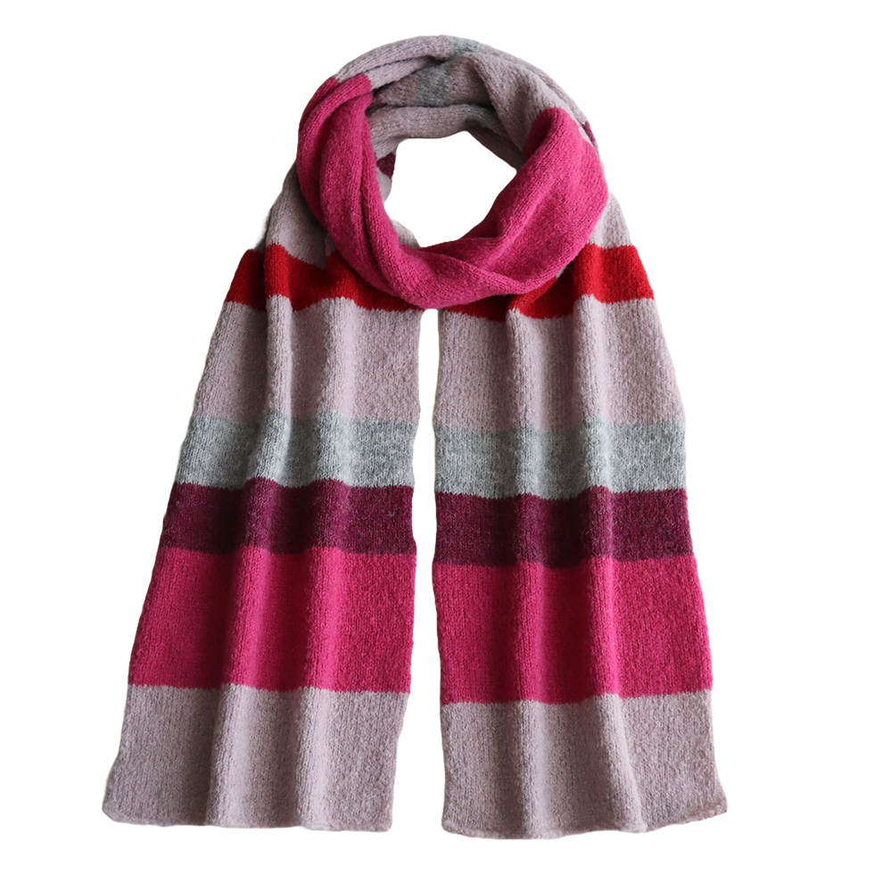 Unisex Scarf, Soft long scarf alpaca brushed, with five color striped pattern Unisex Scarf, Soft long scarf alpaca brushed, with five color striped pattern