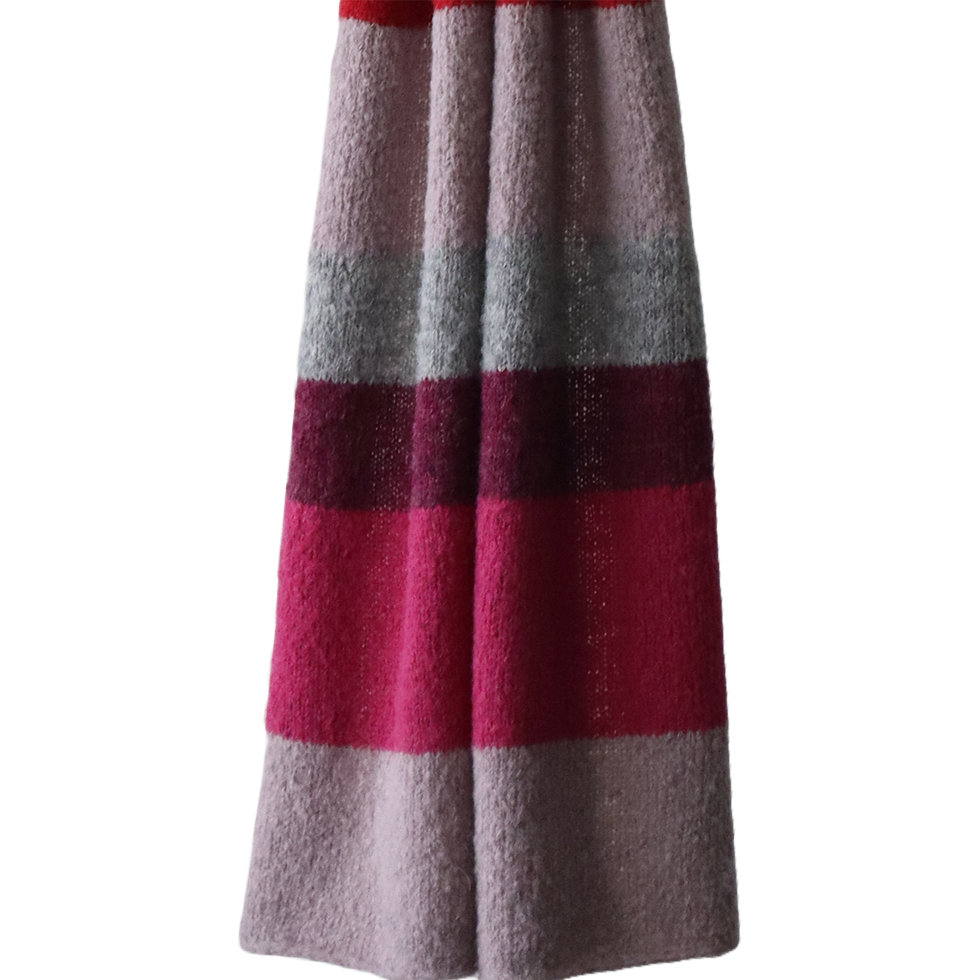 Unisex Scarf, Soft long scarf alpaca brushed, with five color striped pattern Unisex Scarf, Soft long scarf alpaca brushed, with five color striped pattern