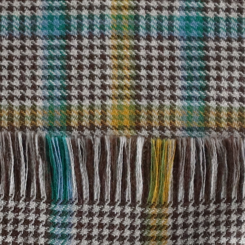 pflknitwear.com Unisex scarf, 100% baby alpaca woven scarf, creme-brown pattern with multi color stripes pflknitwear.com Unisex scarf, 100% baby alpaca woven scarf, creme-brown pattern with multi color stripes
