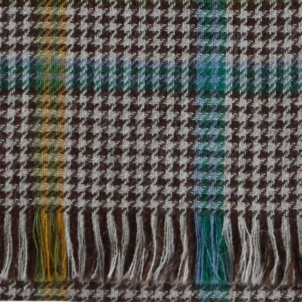 pflknitwear.com Unisex scarf, 100% baby alpaca woven scarf, creme-brown pattern with multi color stripes pflknitwear.com Unisex scarf, 100% baby alpaca woven scarf, creme-brown pattern with multi color stripes