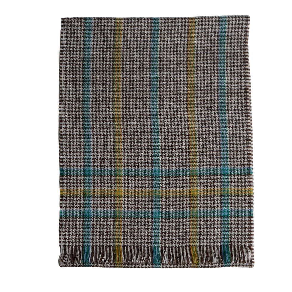 pflknitwear.com Unisex scarf, 100% baby alpaca woven scarf, creme-brown pattern with multi color stripes pflknitwear.com Unisex scarf, 100% baby alpaca woven scarf, creme-brown pattern with multi color stripes