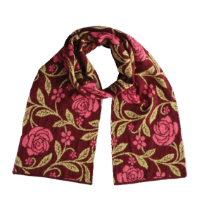 pflknitwear.com Women scarf, 100% baby alpaca, jacquard knitted with flower pattern