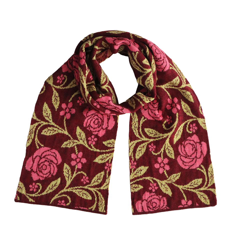 pflknitwear.com Women scarf, 100% baby alpaca, jacquard knitted with flower pattern pflknitwear.com Women scarf, 100% baby alpaca, jacquard knitted with flower pattern