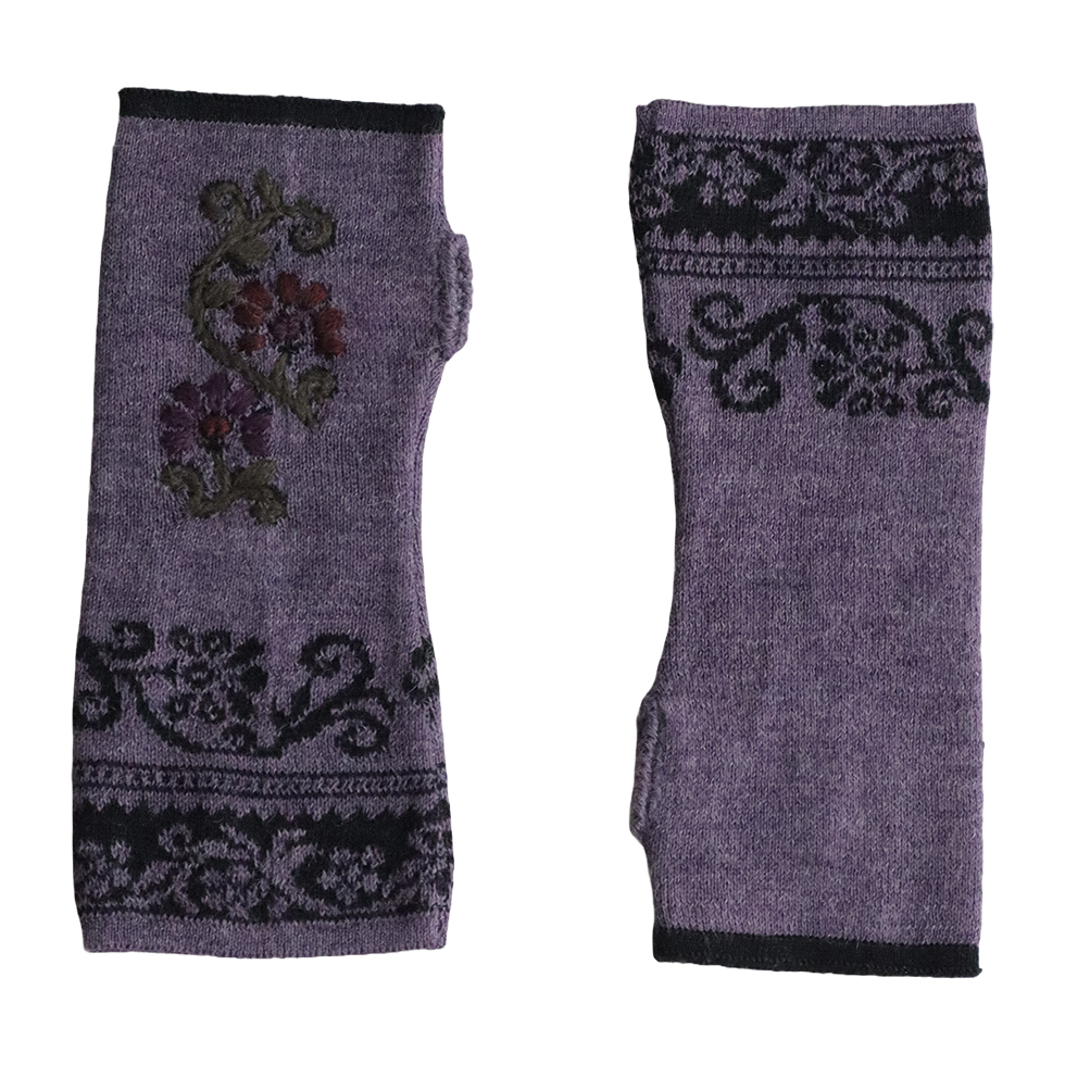 pflknitwear.com Women gloves, Wrist warmers fine jacquard knitted with hand embroidered flower details. pflknitwear.com Women gloves, Wrist warmers fine jacquard knitted with hand embroidered flower details.